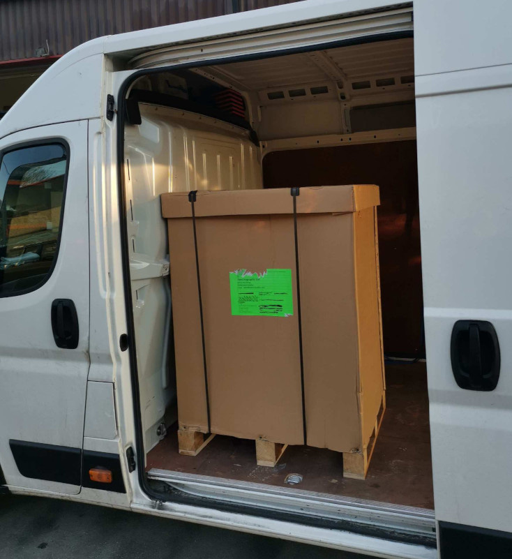 pallet loaded into side door of nextday